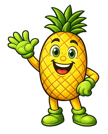 Maskotka Ananas macha na powitanie